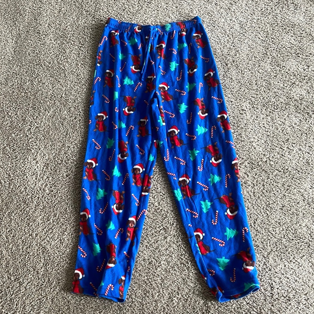 Pajama Pants, Christmas blue dog, size LARGE